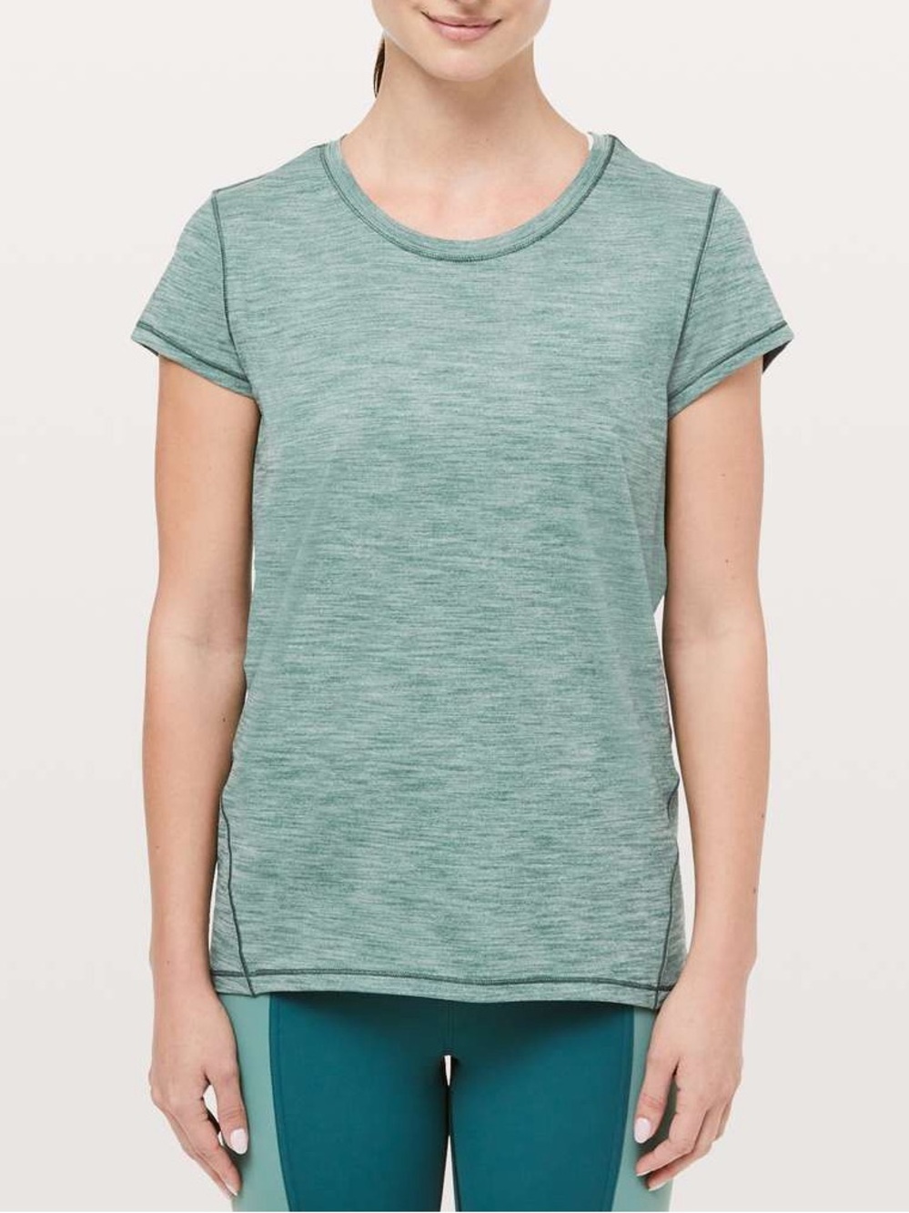 Lululemon Another Mile Short Sleeve Tee in Heathered Green Smoke Size 6